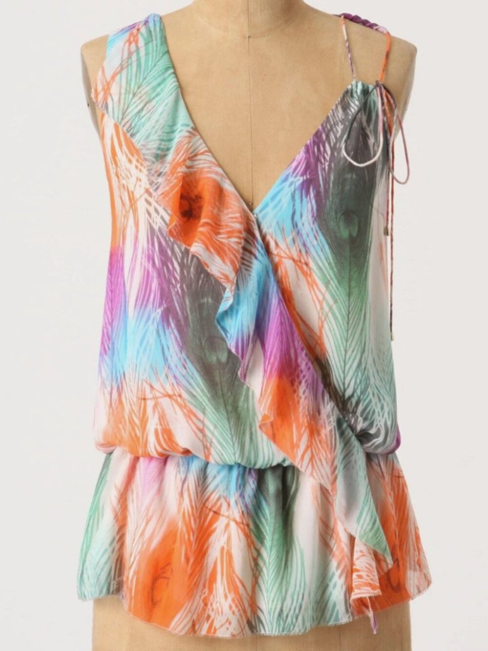 NWT Leifsdottir 100% Silk Ruffled Hera Feather Blouse Top Size 12